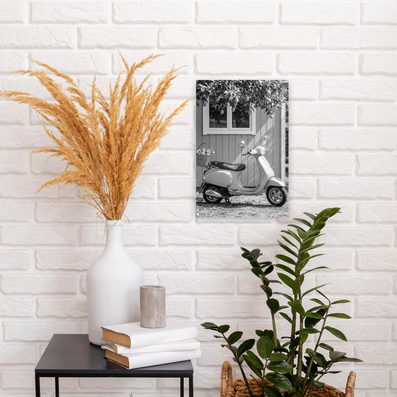 Summer Scooter Lemons Classic Retro Rustic Lemon Tree Fruit Nature Wall Art Print by Andreas Magnusson - Wrapped Canvas Print