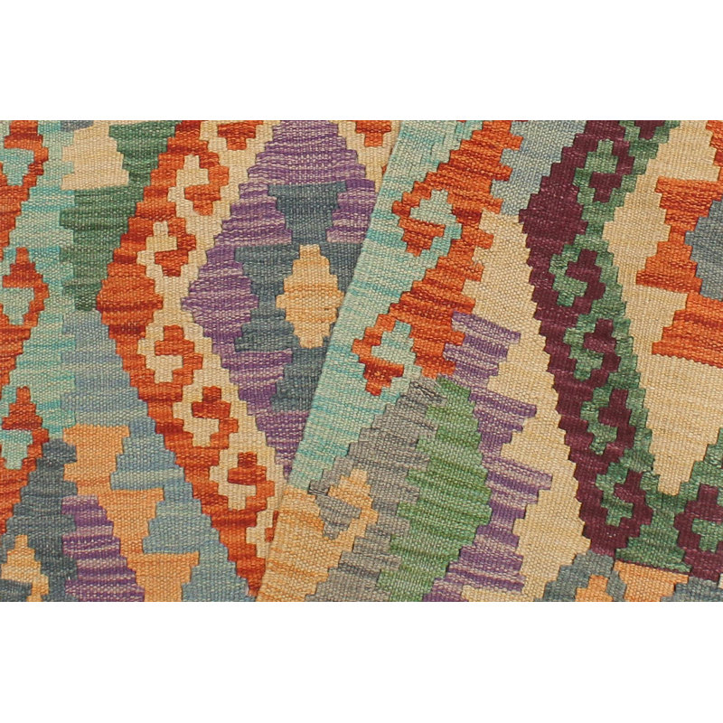 Tapis de couloir bleu / rouille en laine tissé à la main 2 pi 7 po x 9 pi 9 po Tribor / Geometric / Southwestern