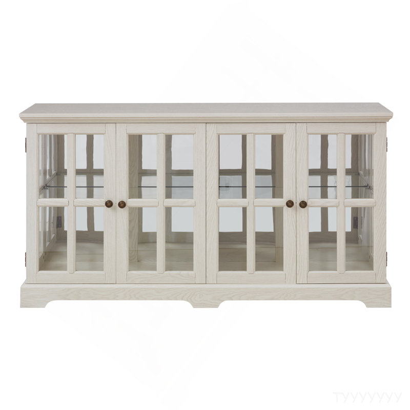 LED Curio Display Cabinet Antique Display Cabinet With Glass Doors Adjustable Shelves For Collectibles Four Door Design Vintage Showcase For Home Or Office Antique Display Case WHI