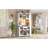 70.9" Kitchen Pantry Storage Cabinet Rustic Buffet Cabinet, Kitchen Hutch Cabinet With LED Outlets Food Pantry Cabinet With Doors And Shelves Wine Rack For Dining Room, White-1165757680