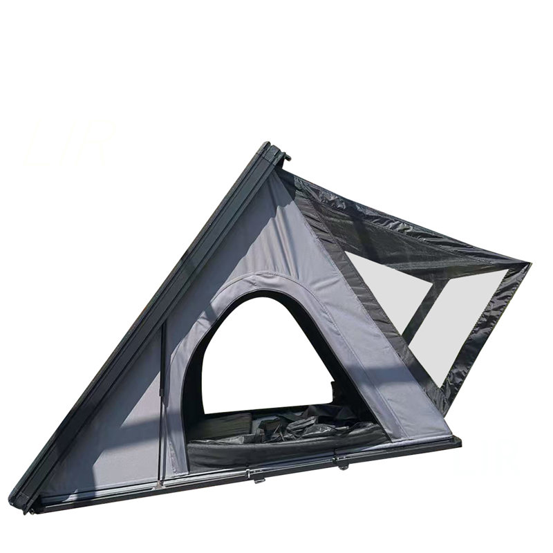 Coquille de tente de toit mince et légère - toit en aluminium, avec bande lumineuse tricolore à DEL et matelas en mousse à mémoire de forme de 1,97 po d'épaisseur