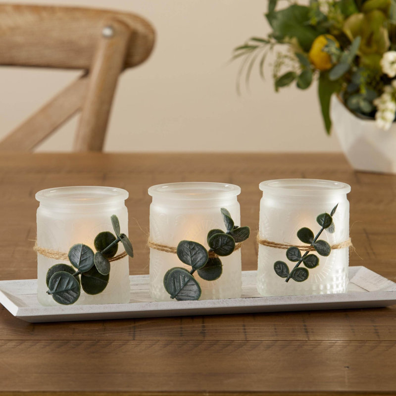 Ensemble de 4 votives et plateaux givrés 4 pièces
