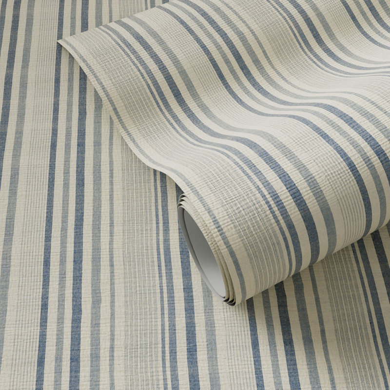 Yarn Dyed Stripe Striped Wallpaper, H 8" x W 12", Yarn Dyed Stripe - Chambray