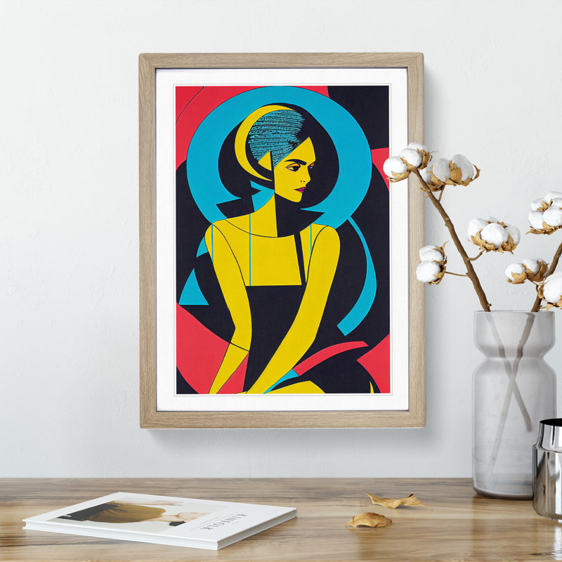 XV1022-5049X Vivid Abstract Woman - Print, Oak Framed, 66cm H x 48cm W, White