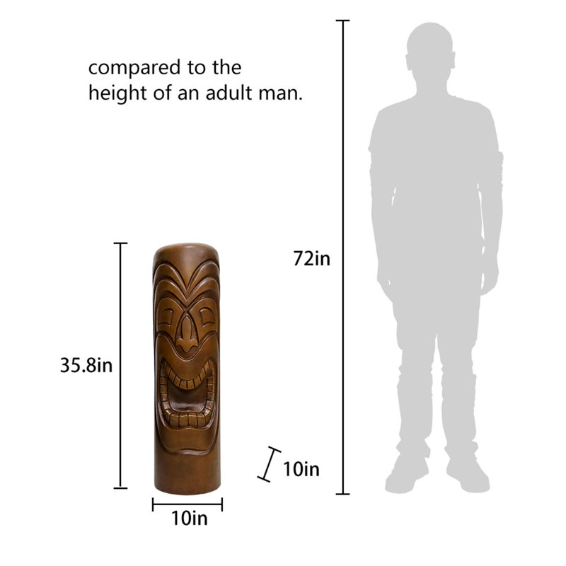Statue d'extérieur 35,8 po Aloha Hawaii Tiki