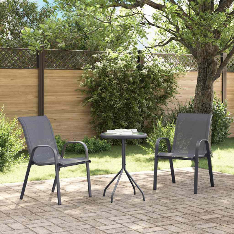 Vidaxl Garden Bistro Set 3 Pcs Steel, Grey