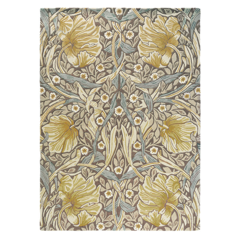 Hand Tufted Wool Floral Area Rug in Blue, Rectangle 4'7" x 6'7"