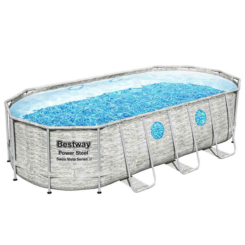 Acier Bestway gris avec intérieur bleu en acier robuste, matériau Tritech, L 216,1 po x l 107,9 po x H 122 po