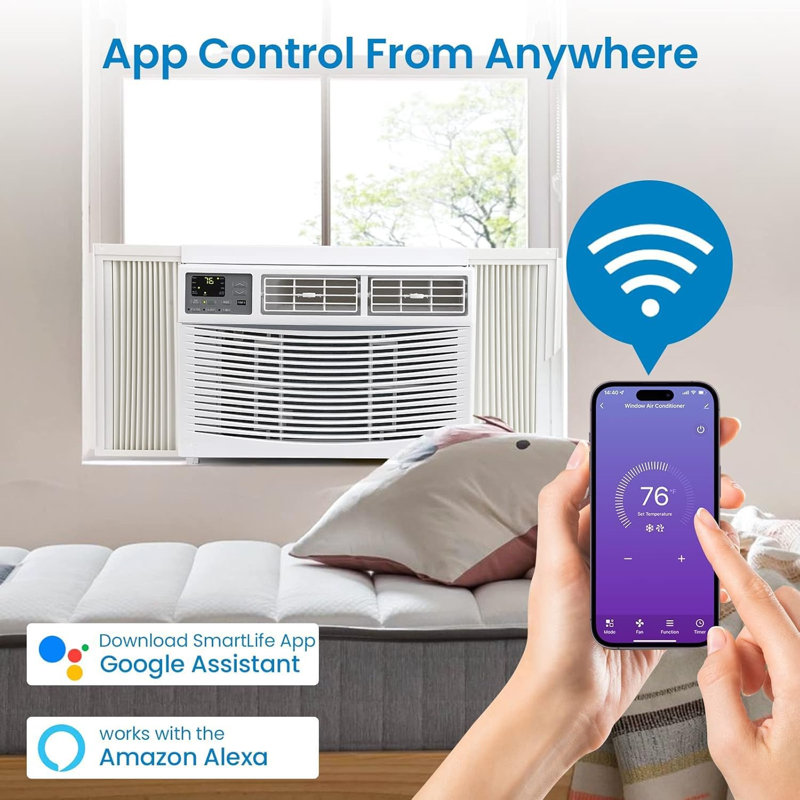 Climatiseur de fenêtre intelligent 2 PCS 8 000 BTU - WiFi, télécommande et contrôle d'application, refroidissement silencieux de 115 V