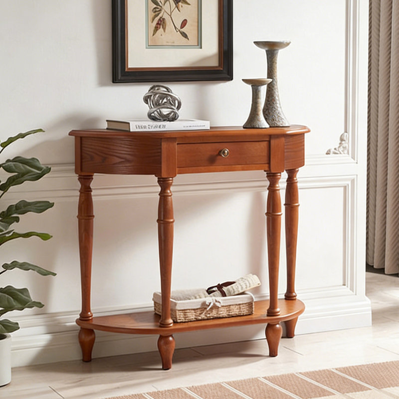Console de style européen classique, H 31,5 po x l 31,5 po x P 11,8 po, Brun