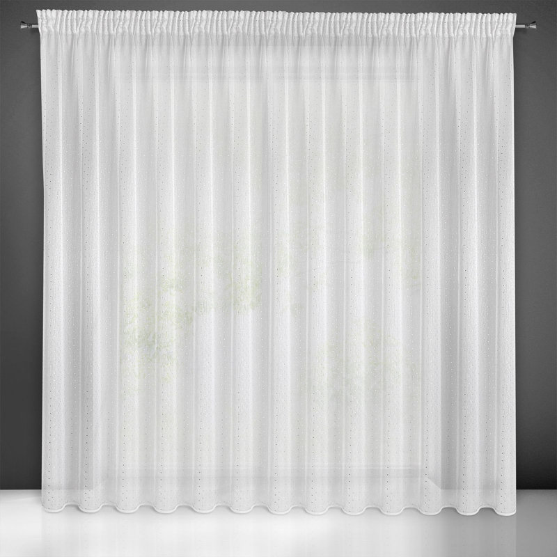 Kaidyn Sheer Curtain Single Panel, White/Silver, 250cm H x 300cm W