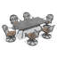 Ensemble de salle à manger 7 pièces en fonte d'aluminium pour patio, table rectangulaire de L 82,68 po avec trou pour parasol et 6 chaises pivotantes avec coussins bruns-712923087