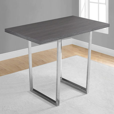 Table de salle à manger, rectangulaire, 60 po, cuisine, salle à manger, stratifié gris, métal chromé, contemporain, moderne