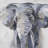 Pastel elephant - 32"x32" art on canvas