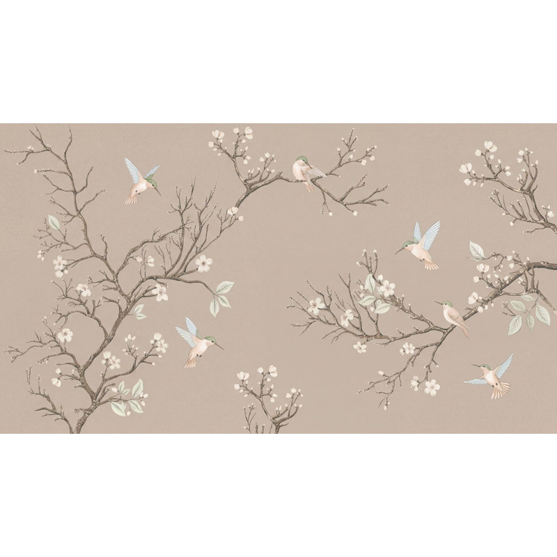 Oiseau amovible botanique, Texturé non collé, 120 po x 96 po