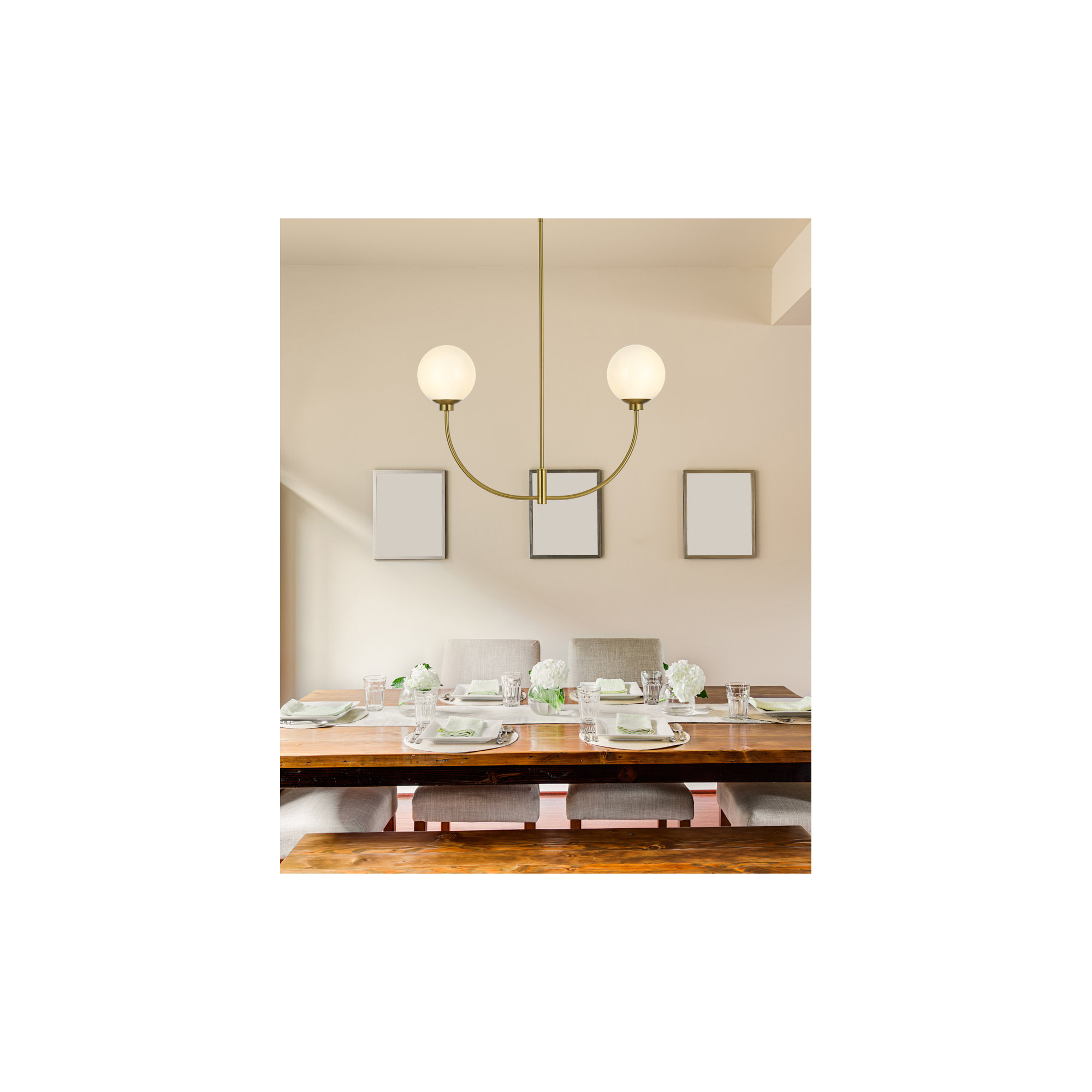 Kyle 2 - Light Metal Chandelier, Satin Gold, 19" H x 30" W x 7" D