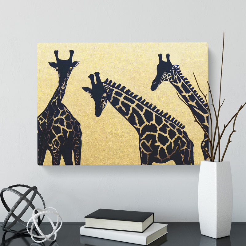 Trio of Giraffes Abstract - Wrapped Canvas, 35cm H x 50cm W x 3cm D