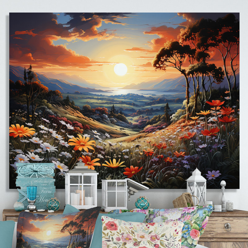 Wildflowers Sunlit Meadows sur toile, H 34 po x l 44 po x P 1,5 po, Toile tendue
