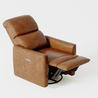 Power Swivel Glider Recliner with USB Charging, Lumbar Support & Faux Leather Upholstery by Latitude Run