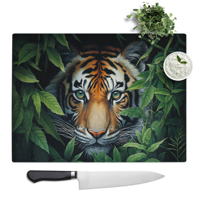 Tiger Photograph 8K  Glass Chopping Board
