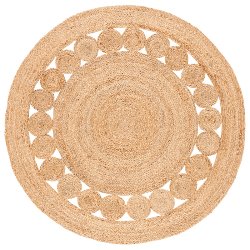 Round Casas Jute Beige Area Rug, Round 5'