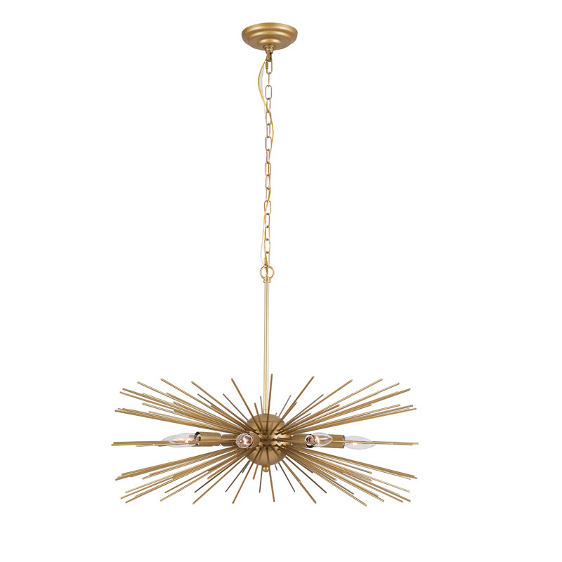 Gold Sputnik 8-Light Chandelier Mid Centry
