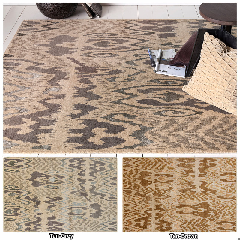 Rupec Tan Abstract Area Rug, 9' x 13'