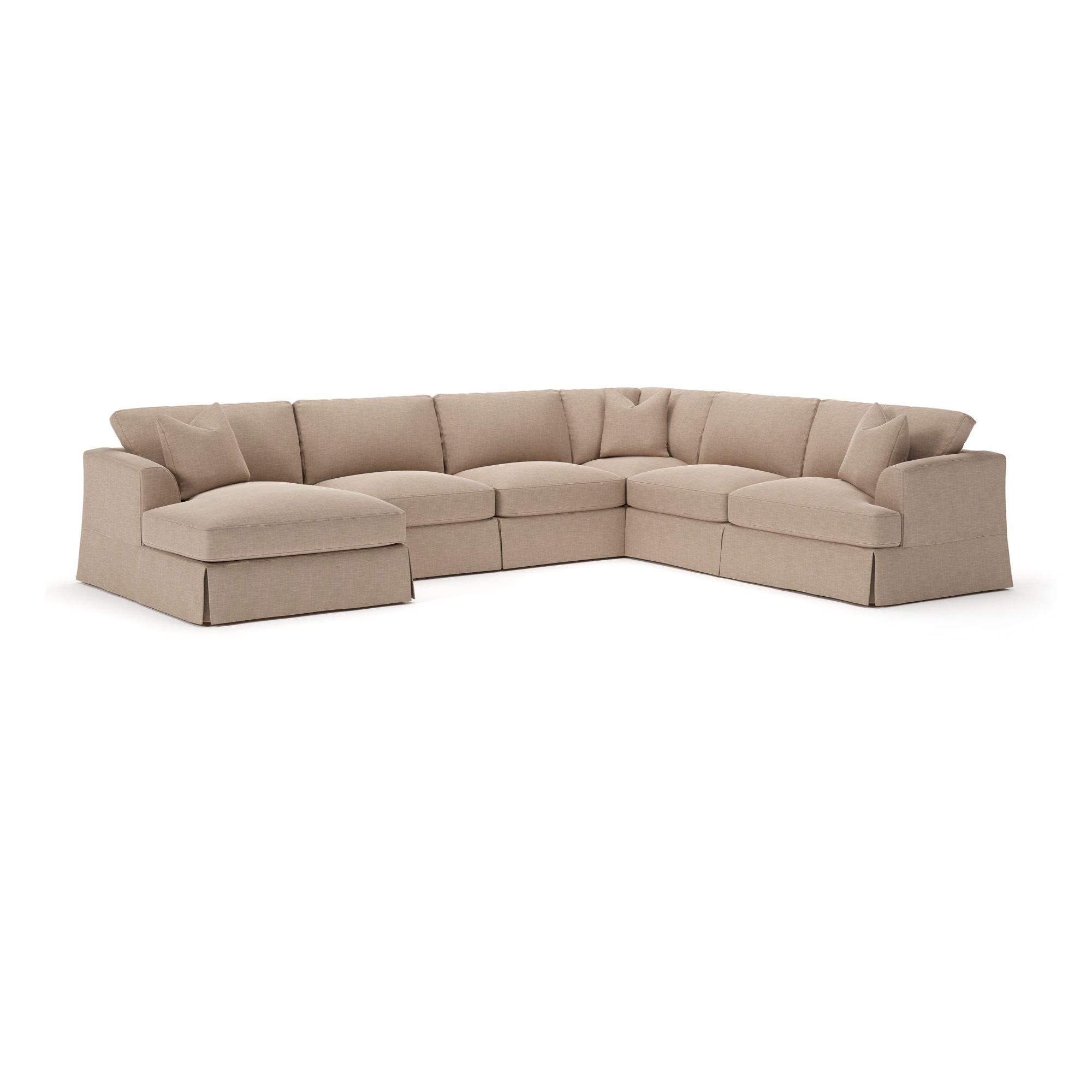 Lucia 5 - Piece Slipcovered Sectional, Left Hand Facing, Conversation Linen Basketweave