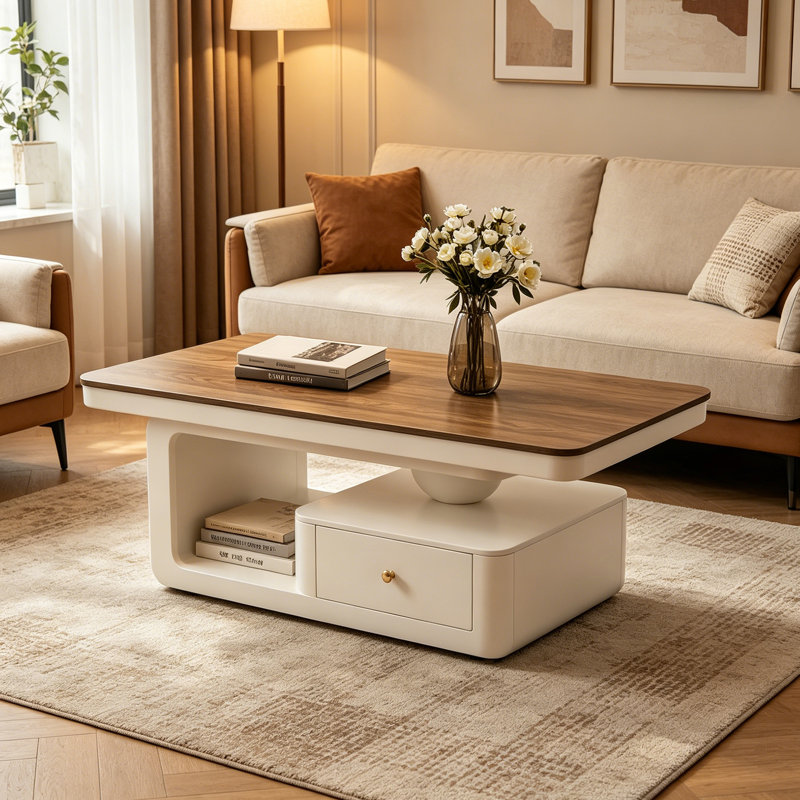 Table basse de luxe moderne avec tiroir, 16.53" H x 31.49" W x 17.71" D