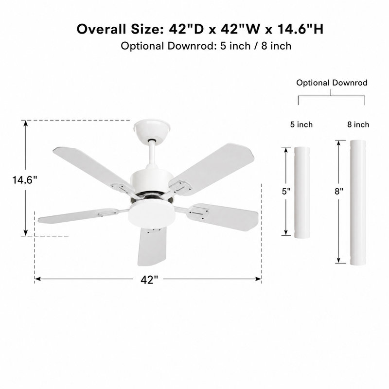 42'' Modern Smart Dimmable Ceiling Fan With 3-Color Dimmable LED Lights, 6-Speed Reversible DC Motor, Remote Control for Indoor Bedroom Living Room