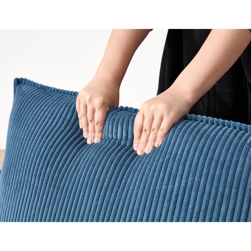Chaise pivotante rembourrée en velours côtelé, Velours côtelé bleu