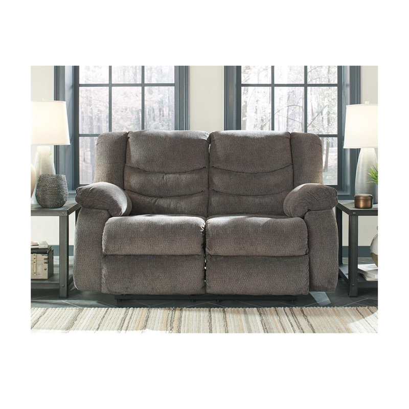 Upholstered Reclining Loveseat , Gray Polyester, 40" H x 63" W x 40" D