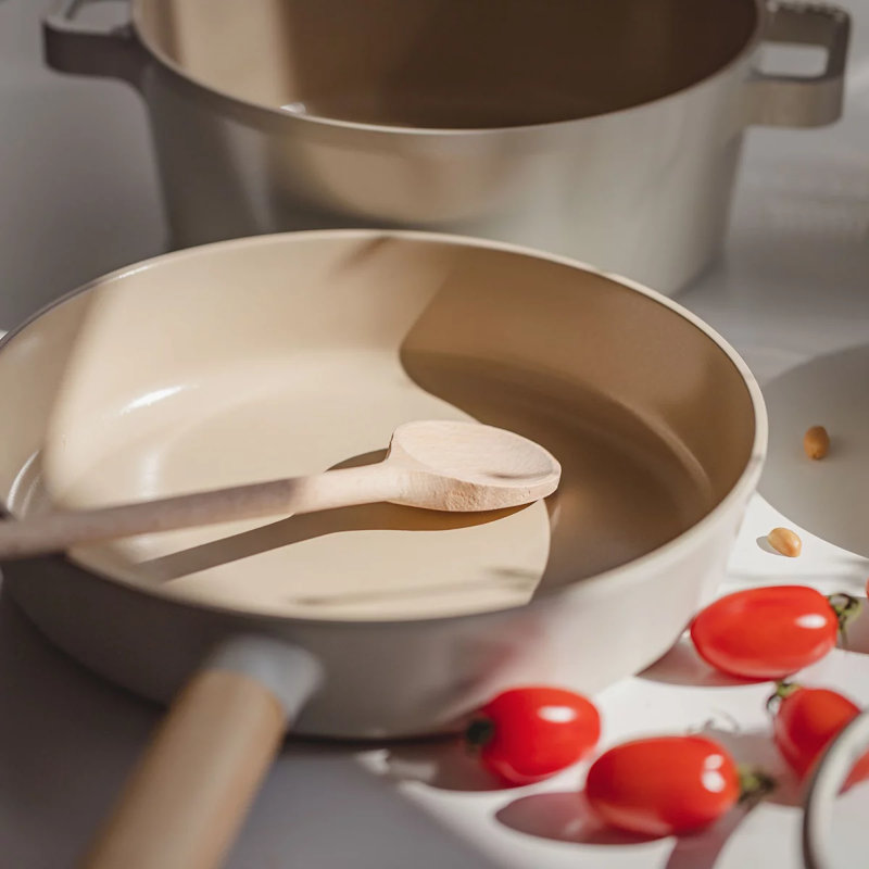 Wok de chef à frire antiadhésif de 10 po NEOFLAM FIKA pour cuisinière et induction, poignée en bois et revêtement en céramique antiadhésive, fabriqué en corée