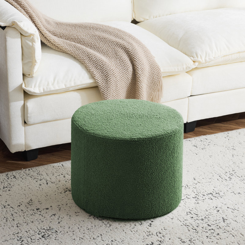 Upholstered Pouf 17.7"x17.7"x13.8", Green Teddy