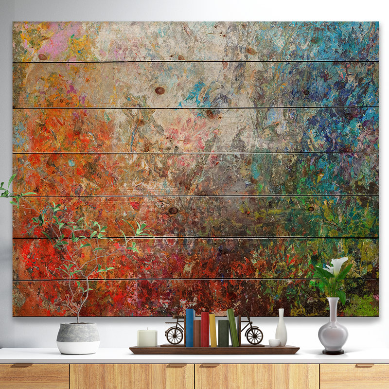 Tableau abstrait abstrait teinté - reproduction d'art, H 30 po x l 40 po x P 1,5 po, Bois