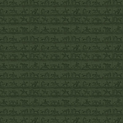 Joules Horse Grid Green Wallpaper