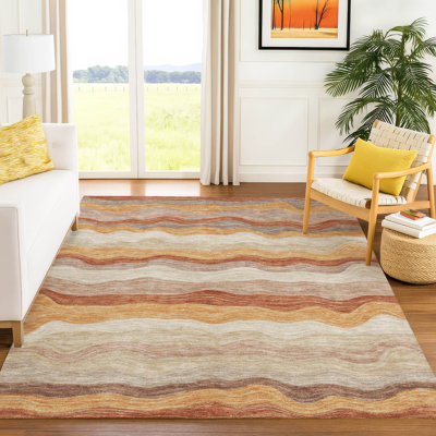 Machine Washable Indoor/Outdoor Lanphear ACN2397 Stripes Rug