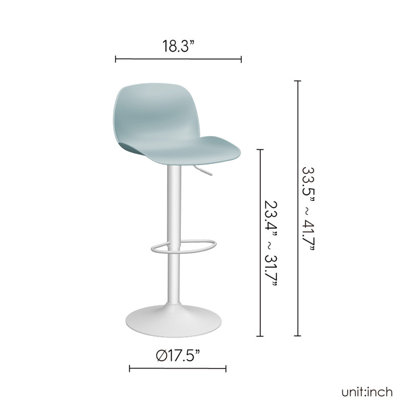 Tabouret de bar Doroty, Blanc/bleu bébé