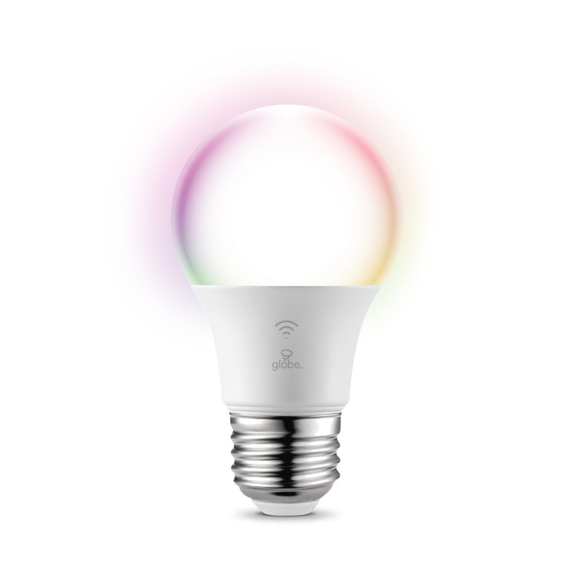Ampoule Wi-Fi intelligente à DEL 60 W multicolore à réglage multicolore et à changement givré blanche, sans concentrateur, à commande vocale, base A19, E26