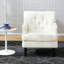 Fauteuil d'appoint Mid-Century moderne capitonné en lin beige avec garniture cloutée pour le salon ou la chambre à coucher-300081566