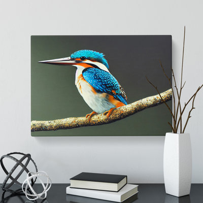 Captivating Kingfisher Bird - Wrapped Canvas Painting
