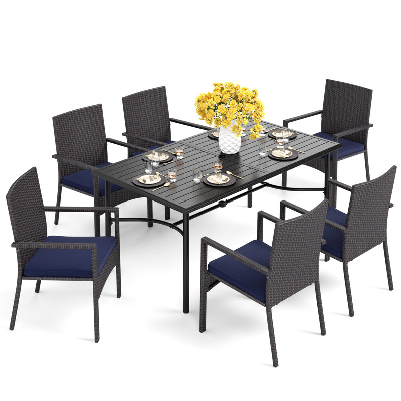 Salem 6 - Person Patio Dining Set with Rectangular Table , Cushions Included