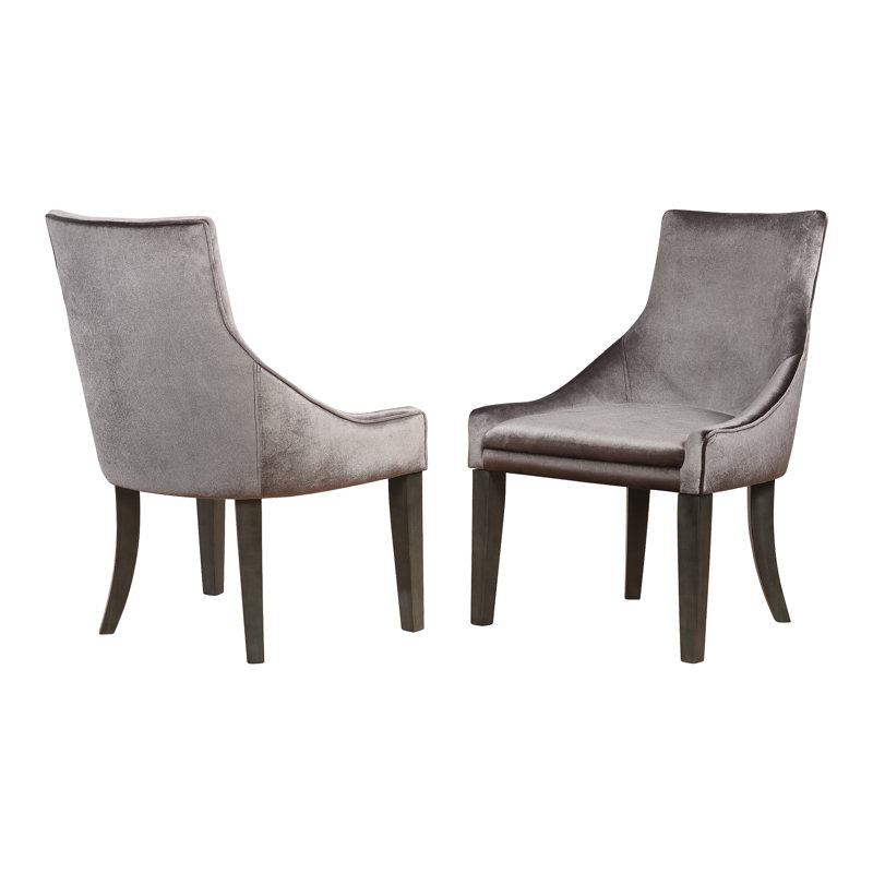 Jerrita Velvet Upholstered Back Side Chair in Gray