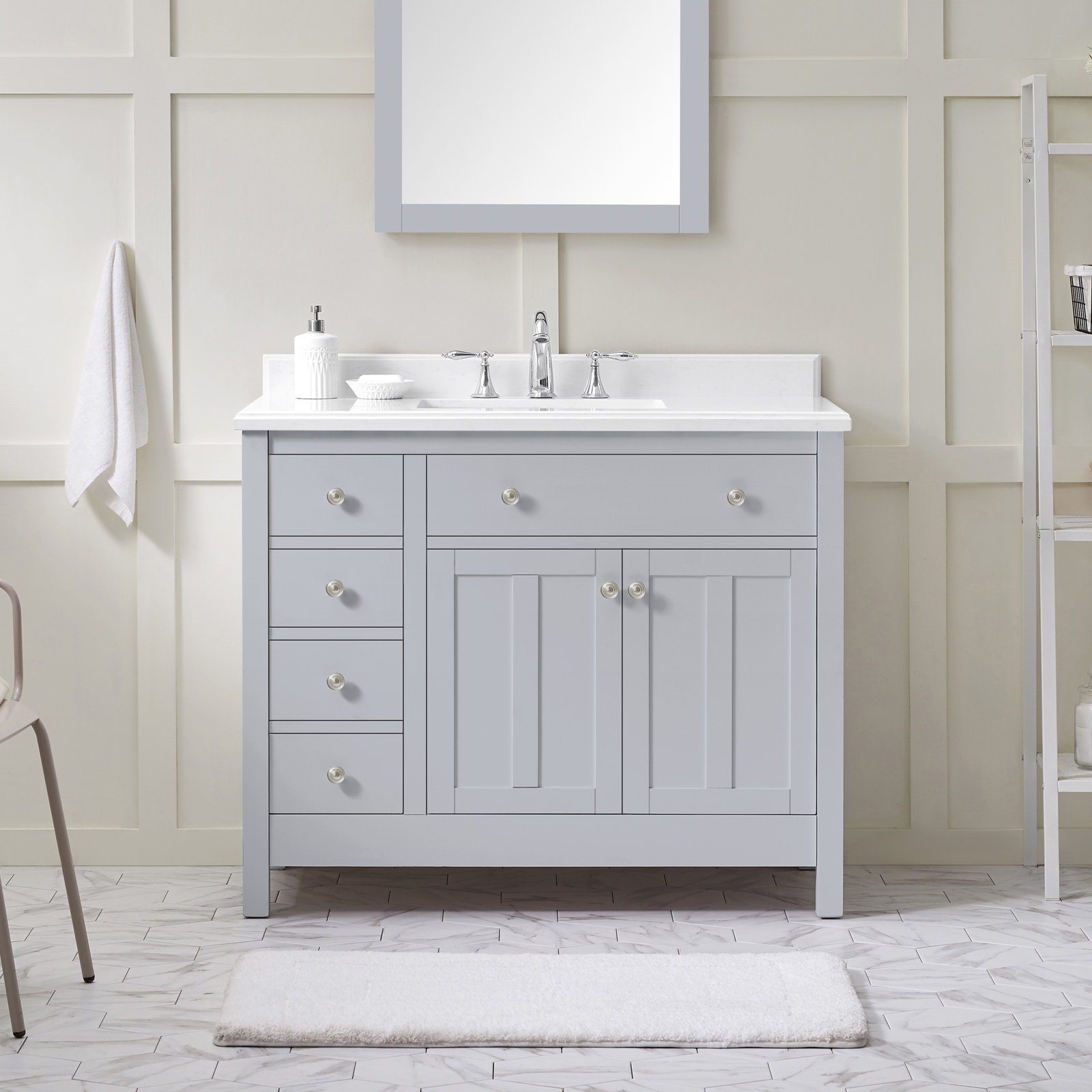 Newcastle 42" Single Bathroom Vanity, White