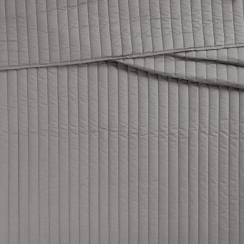 Gray Cotton Full Percale Quilt Set
