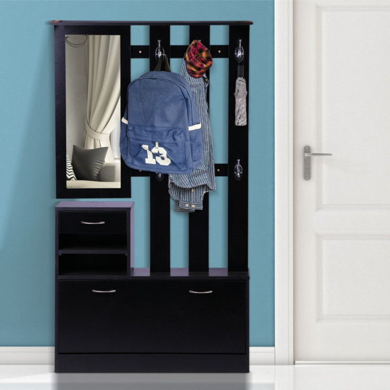 Trois-en-un modèle de barrière avec armoire à chaussures + tablette suspendue + miroir