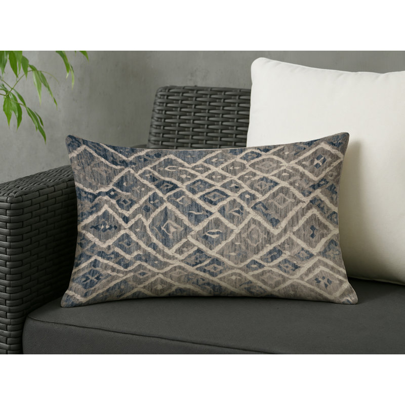 Coussin décoratif intérieur / extérieur gris Modern Modern, Gris abstrait 192, Rectangle H 14 po x l 20 po