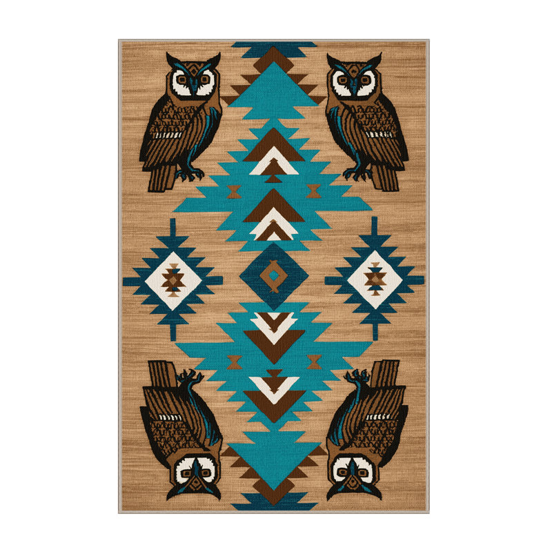  Washable Owl Southwestern Area Rug, Runner 2' x 5'