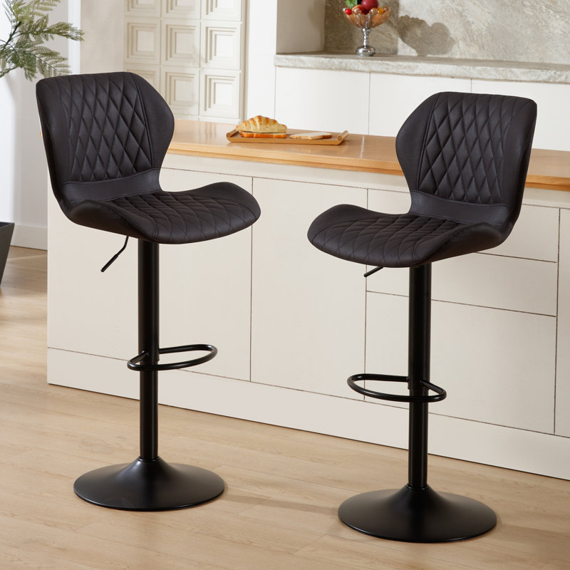 Tyrel Swivel Adjustable Height Bar Stool, Black