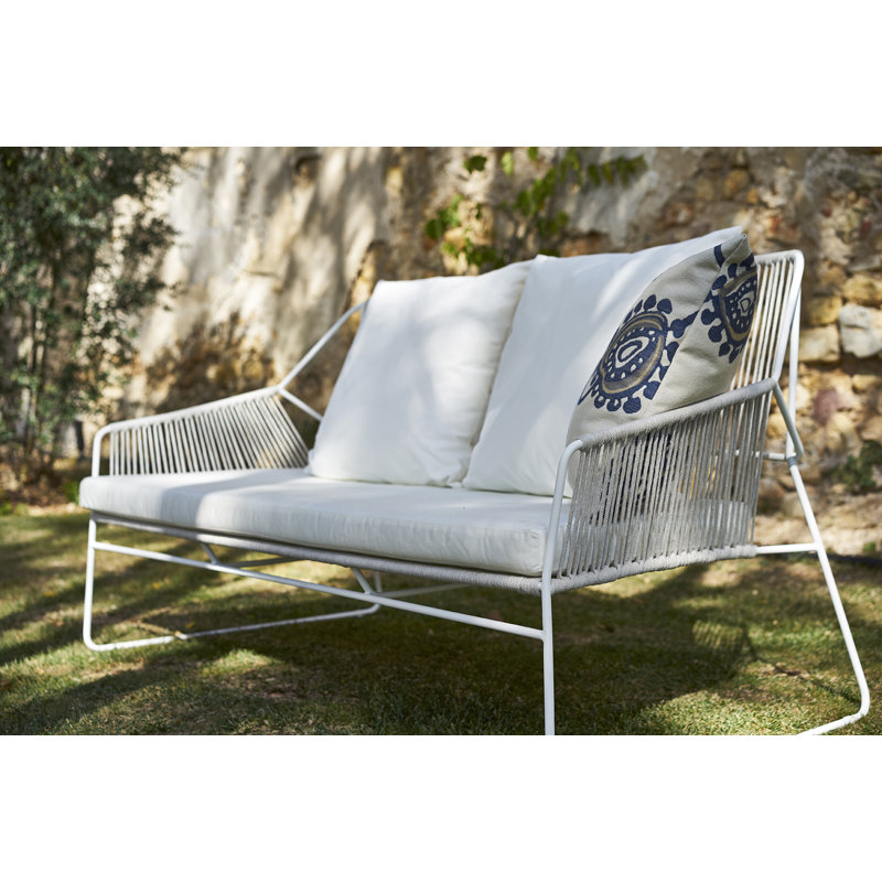 Sandur Outdoor 2 - Seat Loveseat, Taupe Rope/Stainless Steel Frame, Spectrum Cayenne Sunbrella® Plainweave